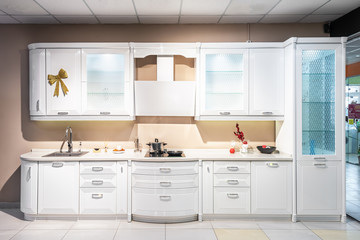 Fototapeta na wymiar Modern gourmet kitchen interior