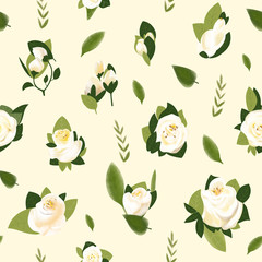 Vintage floral seamless pattern with hand drawn roses
