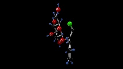 Sambunigrin molecule. Molecular structure of prunasin, toxin found in elderberry leaves. Alpha channel.