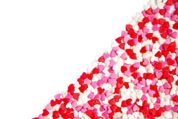 white background and many sugar red,pink hearts