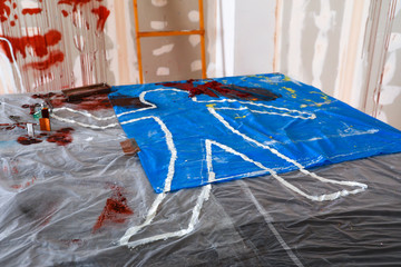 Crime scene with instruments of tortures