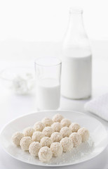 bottle of milk and glass of milk