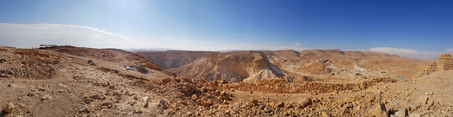 Fototapeta na wymiar The desert panoramic view from Masada fortress, Israel