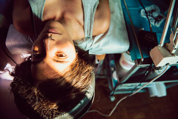 Stylish woman making tattoo