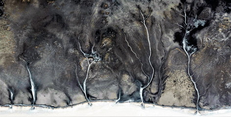 winter storm, abstract photography of the deserts of Africa from the air. aerial view of desert...