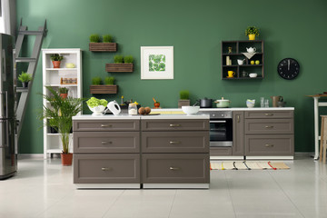 Stylish interior of modern kitchen