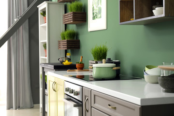 Stylish interior of modern kitchen
