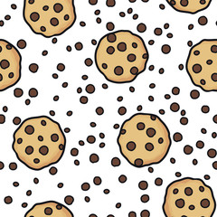 vector chocolate chip cookies seamless pattern