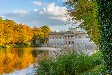 Royal Lazienki Park in Warsaw, Palace on the water, Poland - obrazy, fototapety, plakaty