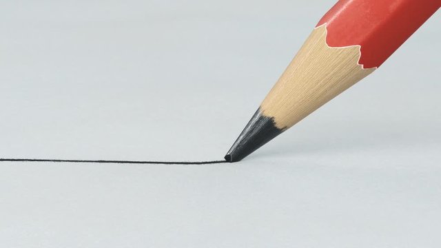 Beautiful Wooden Pencil Drawing Line on Paper Close-up. Looped 3d Animation Green Screen Alpha Mask. Abstract Writing and Drawing Process. Art and Design Concept. 4k UHD 3840x2160.