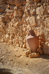 Old amphora in Masada fortress in Israel