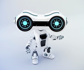 Look-see robotic toy with big binocular eyes, 3d rendering