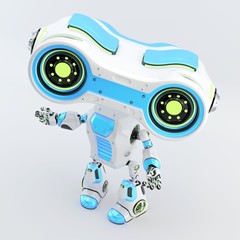 Look-see robotic toy with big binocular eyes, 3d rendering