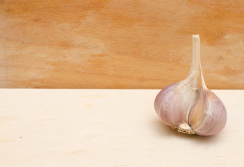 garlic, wooden background, spices