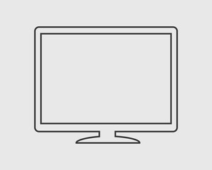 Computer Monitor line Icon on gray Background.