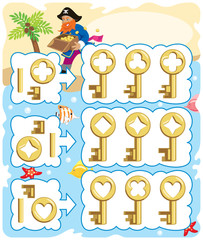 Puzzle for preschool find the right key