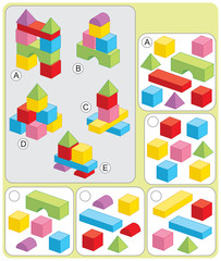 Puzzle for preschool match blocks and building