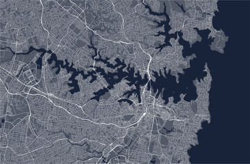 Fototapeta premium map of the city of Sydney, New South Wales, Australia