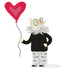 grandfather and balloon heart
