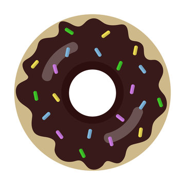 recommend clip art: Chocolate Glazed Donut Illustration - Glossy chocolate glazed donut wth colorful sprinkles