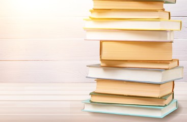 Stack of books isolated on white background