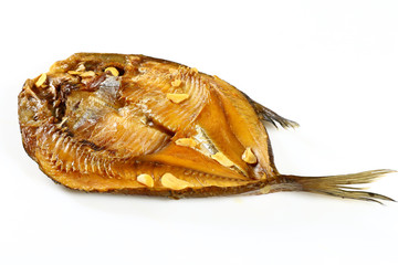 Smoked bream isolated on white background