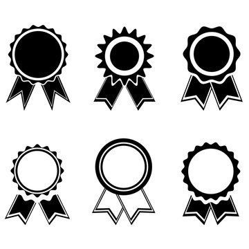 Set of medals icons with ribbon