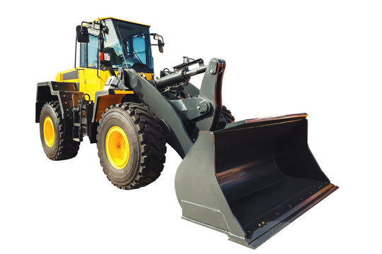 Excavator loader and bucket with clipping path isolated