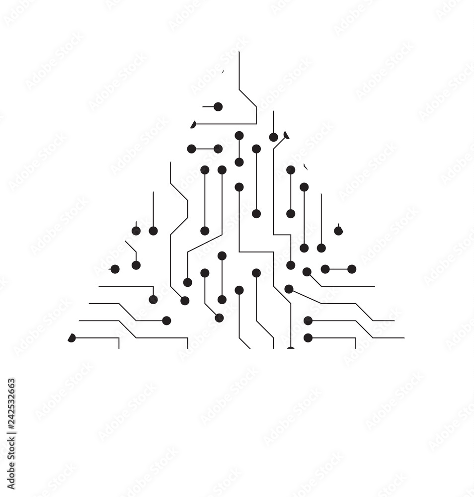 Poster black and white printed circuit board seamless background with pattern in swatches
