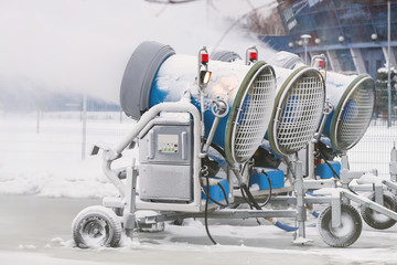 Three professional snow machine that makes snow out of the water.