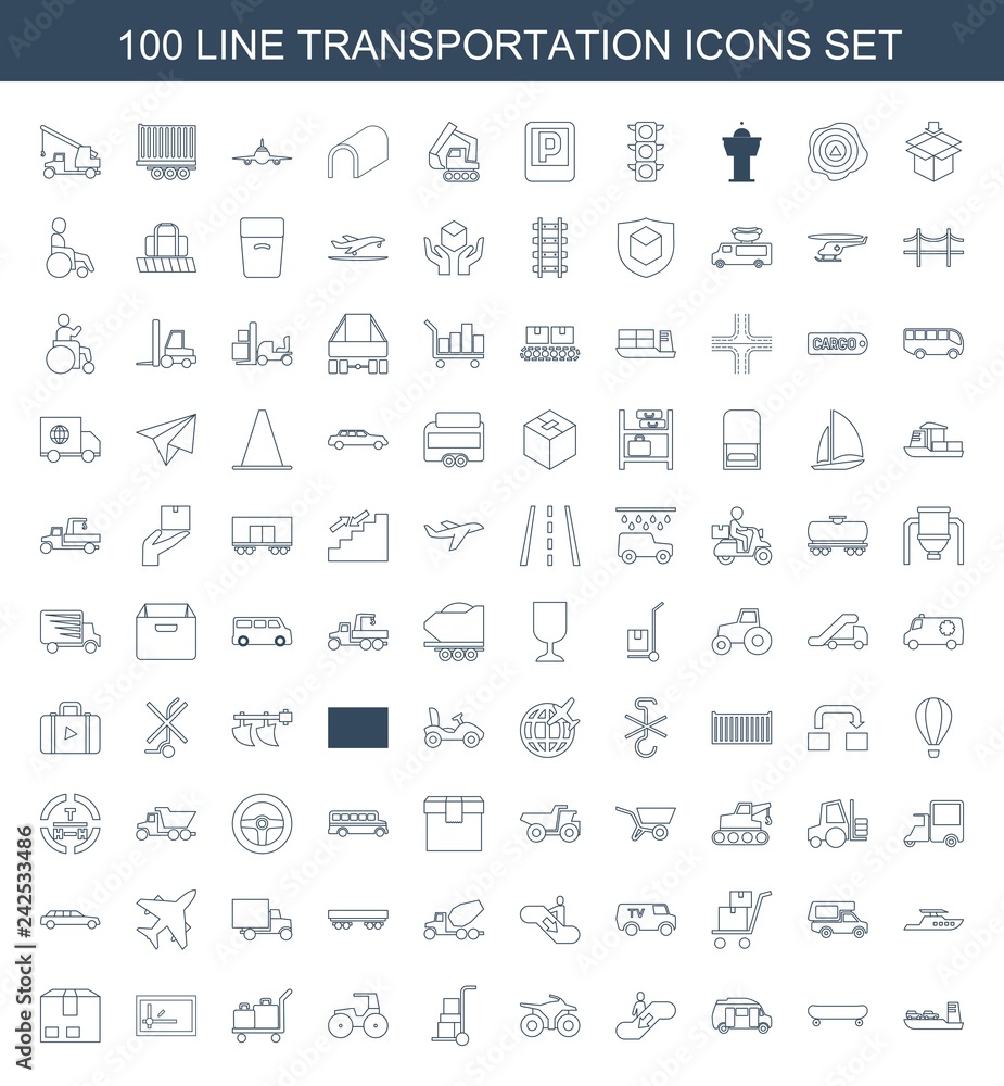 Sticker 100 transportation icons