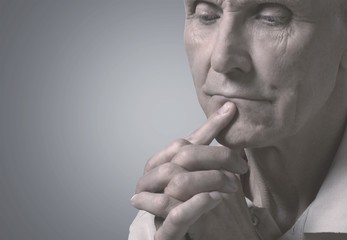 Seniors portrait of sad old caucasian man