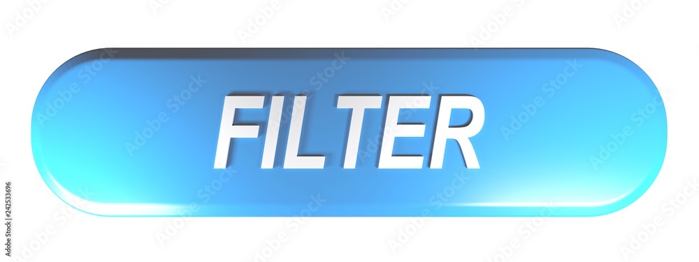 Poster filter blue rounded rectangle push button - 3d rendering illustration