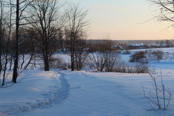 snowy road in winter