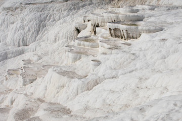 Fototapeta na wymiar Thermal Pools in Pamukkale set on massive travertine terraces most famous and popular place in Turkey