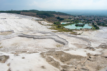 Thermal Pools in Pamukkale  set on massive travertine terraces most famous and popular place in Turkey