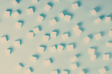 Sugar on blue background
