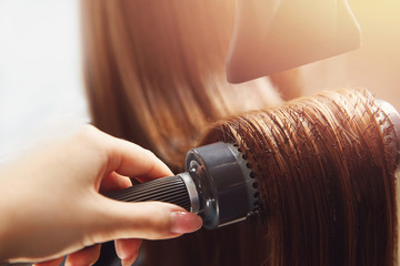 hair dryer, concept cut salon, female stylist.
