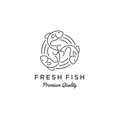 fish logo seafood badge design. tuna fish logo emblem label seafood vector icon. Creative symbol of fishing club or online shop.