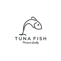 fish logo seafood badge design. tuna fish logo emblem label seafood vector icon. Creative symbol of fishing club or online shop.