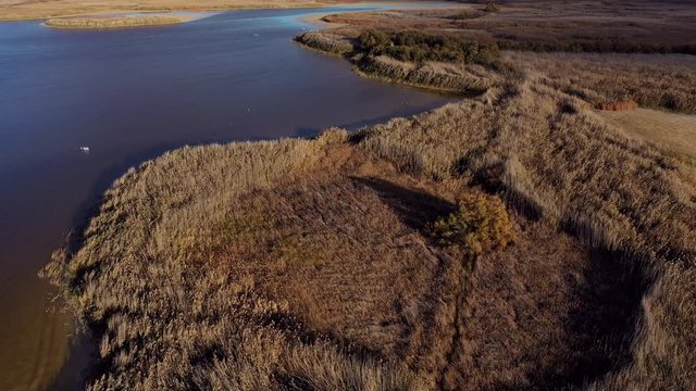 Aerial view, El Taray Lagoon, Quero, Toledo, Castilla la Mancha, Spain, Europe