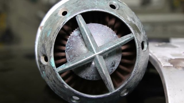 The disassembled car engine
