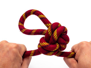 A knot on a climbing rope