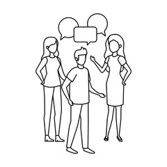 group of people with speech bubble characters