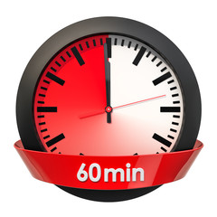 Clock face with 60 minutes timer. 3D rendering