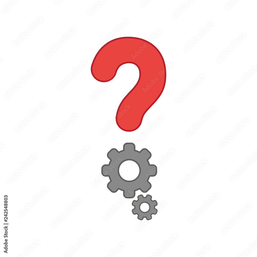 Poster vector icon concept of question mark with gears. colored and color outlines.