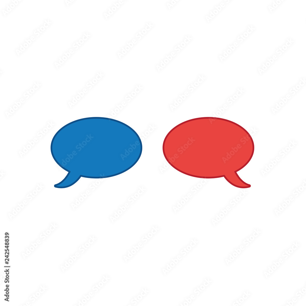 Poster vector icon concept of two speech bubbles. colored and color outlines.