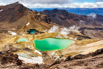 Emerald lakes on Tongariro Alpine Crossing Track, Tongariro National Park, New Zealand