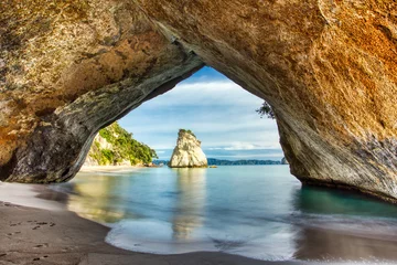 Door stickers Cathedral Cove Cathedral Cove on Coromandel Peninsula at Sunrise, New Zealand
