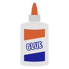 Bottle of Glue Illustration - Bottle of white glue with orange top isolated on white background - 242550269